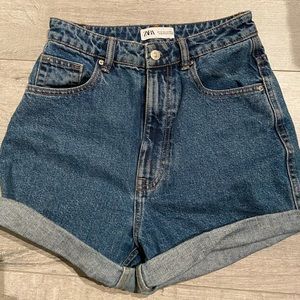 denim zara shorts
